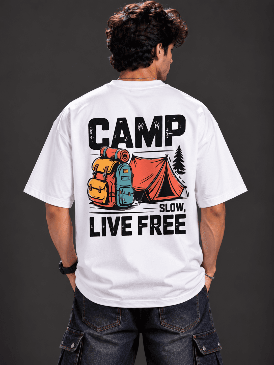 Camp Live Free White Graphic T-Shirt for Men – The Stanch