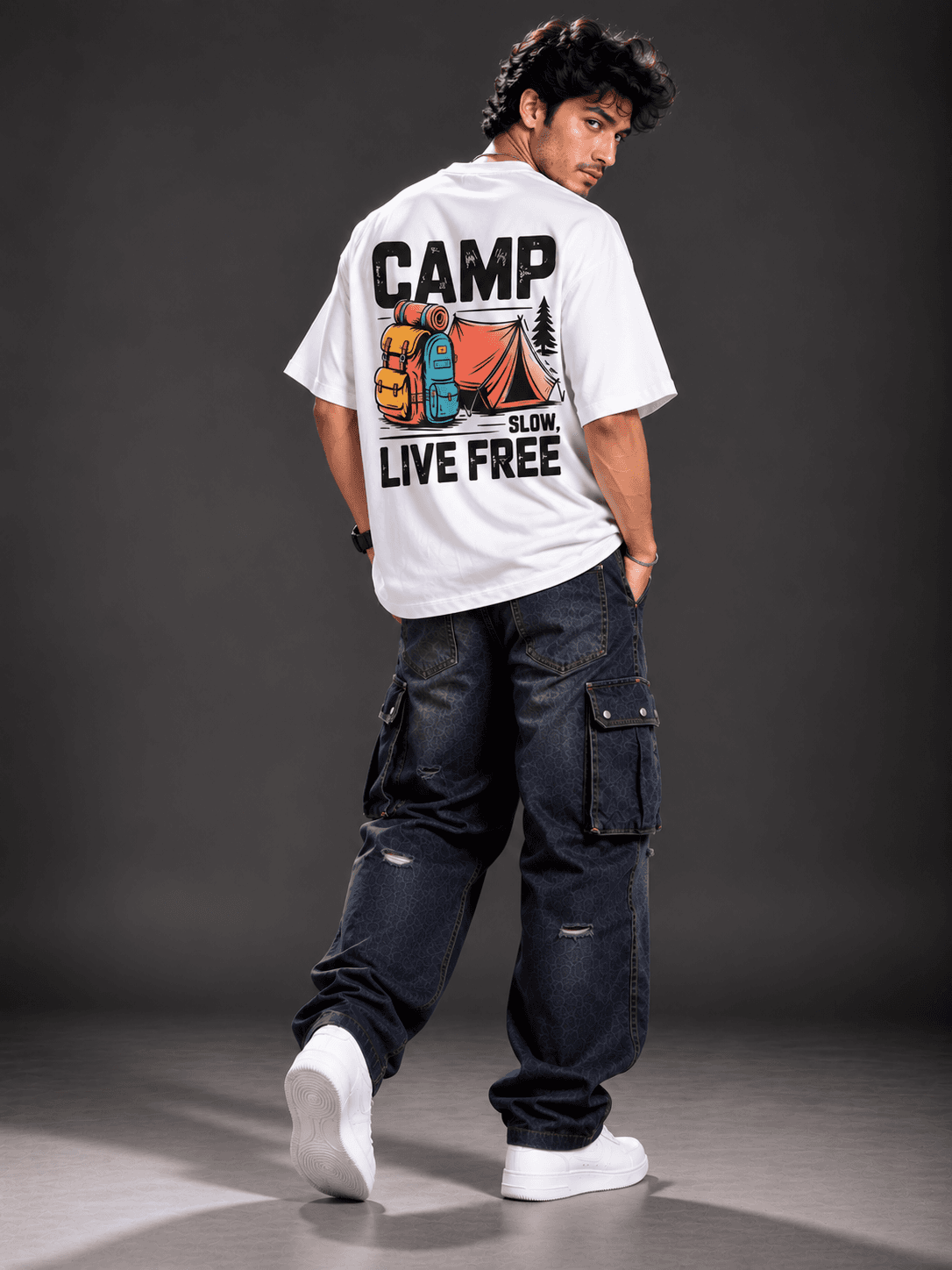 Camp Live Free White T-Shirt for Men | The Stanch