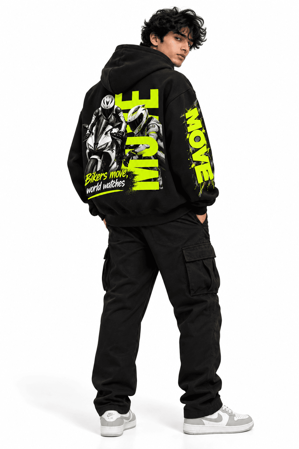 Men Black Biker Moves Hoodies -The Stanch