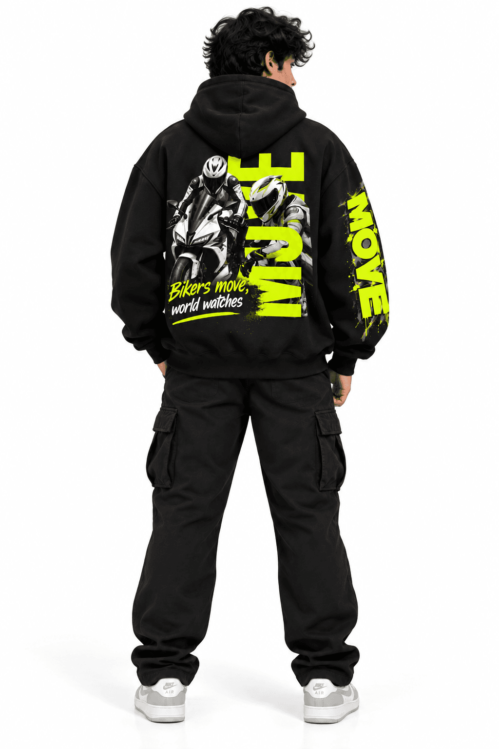 Men Black Biker Moves Hoodies -The Stanch