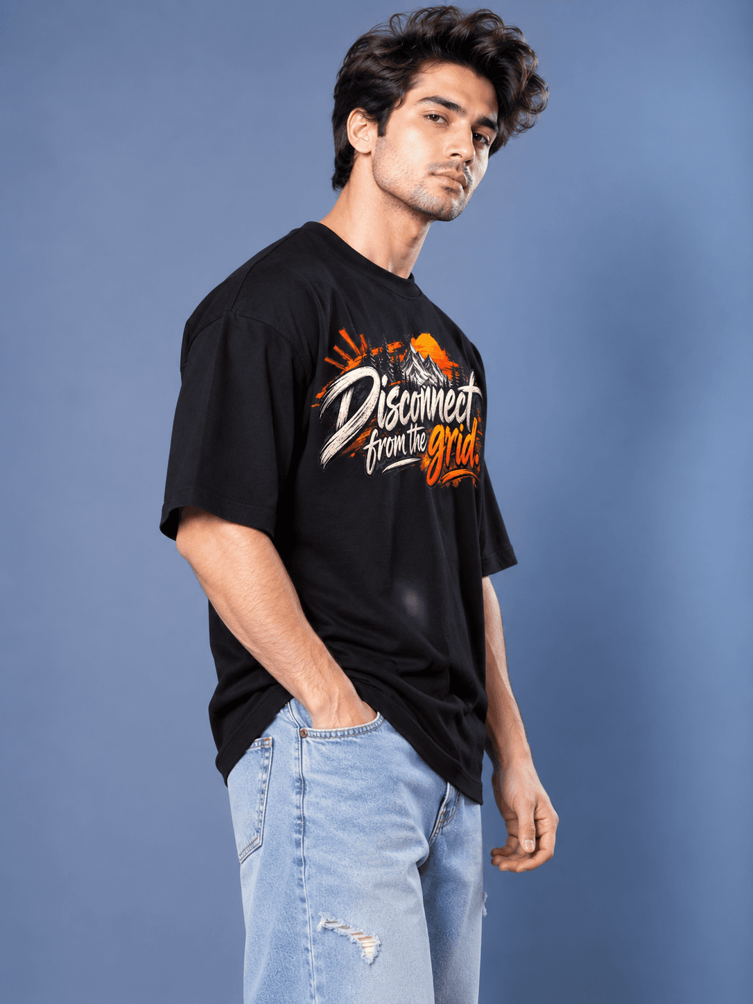 he Stanch Disconnect Black Men’s T-Shirt – Stylish Graphic Print Tee