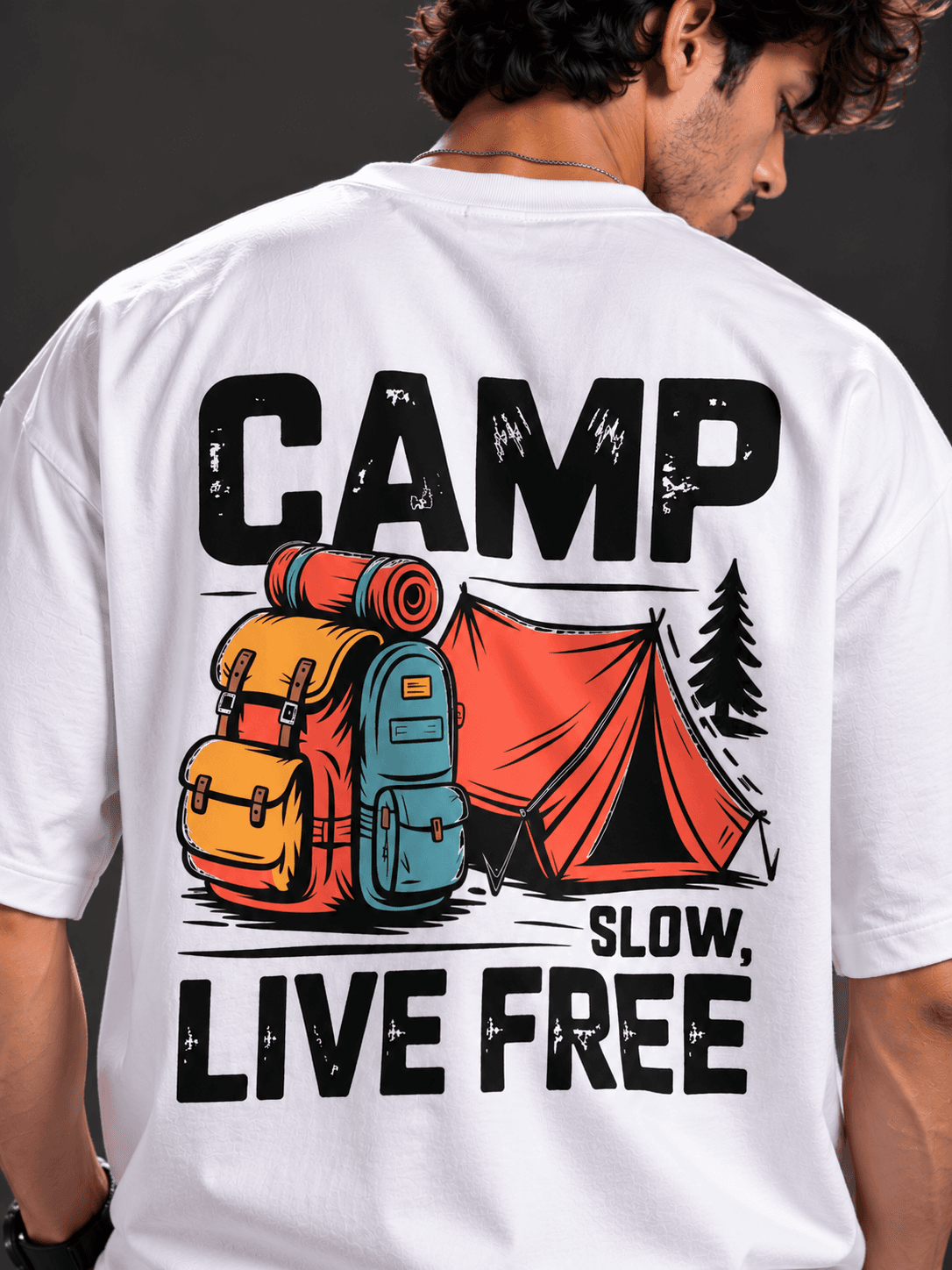 Camp Live Free White T-Shirt for Men | The Stanch